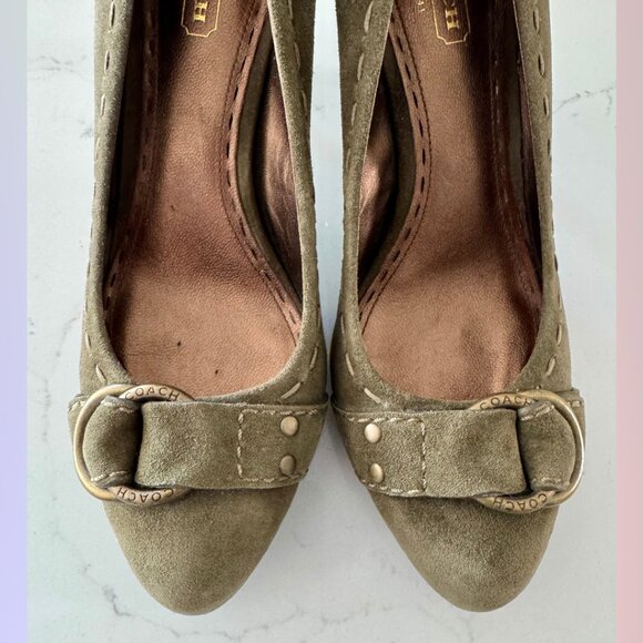 Coach Suede Heels – Moss Green, Size 7.5 - Picture 4 of 7